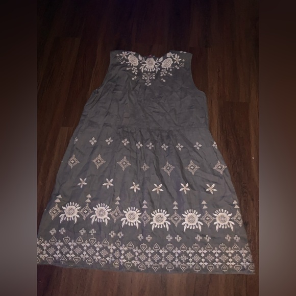 Johnny Was LA Embroidered Tank Dress grey 3X linen neutral $400 casual boho fall - Picture 6 of 8